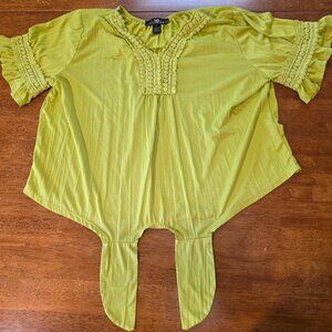 Women’s 80 Park Tie Front Shirt Blouse Yellow XL